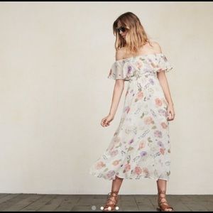 Reformation white/cream floral maxi dress